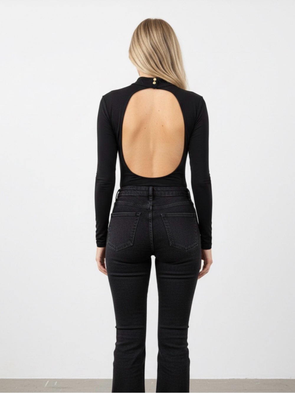 Show me Your Mumu black open back long sleeve body suit